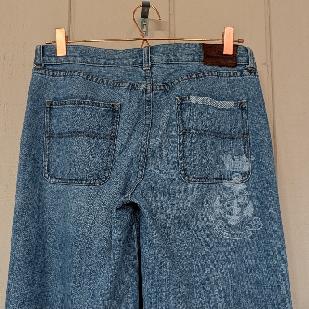 Vintage Ralph Lauren‎ Patchwork Wide Leg Jeans Nautical Anchor Old Money - Picture 8 of 15
